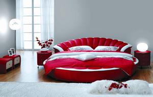 Sofá <span class=keywords><strong>cama</strong></span> de cuero para el hogar moderno <span class=keywords><strong>cama</strong></span> redonda de estilo europeo suave con funda - Product Image 4