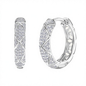 Boucles d'oreilles créoles de luxe en argent sterling S925 plaqué platine, avec moissanite VVS1 certifiée GRA, pour femme, bijoux fins, mariage - Product Image 3