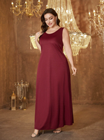 Robe de soirée élégante en satin à sequins et patchwork, col rond, manches longues, taille plus, robe de soirée maxi unie, robe de soirée musulmane modeste