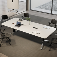 Table de conférence moderne en bois massif, écologique, avec pieds réglables et pliables, design multifonctionnel, mobilier de bureau, chambre à coucher