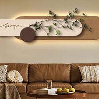 Art mural contemporain en pierre de grès sculptée en bois avec éclairage LED 3D, personnalisable en gros, plusieurs pièces
