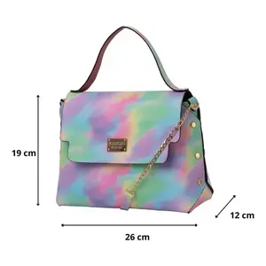 Bolso Tote Arcoíris Hecho a Mano para Mujer, Marca Fana Jacoba, con Correa de Cadena, Forro de PU, Forma Rectangular, para Uso Diario - Product Image 4