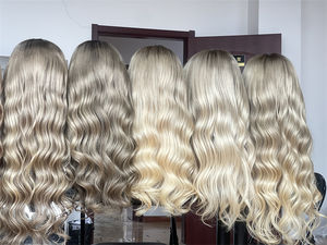 Envío gratis 24 "largo Balayage rubio ceniza cabello humano HD 13X5 Patchwork pelucas delanteras de encaje con orejeras banda de silicona antideslizante - Product Image 5