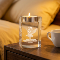 Support de bougie rectangulaire en verre cristal K9 personnalisé avec gravure laser 3D, support de bougie chauffe-plat vierge, impression de dessin animé DIY pour la décoration intérieure