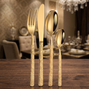 Juego de cubiertos de acero inoxidable al por mayor, cuchillo, cuchara, tenedor con diseño dorado, juegos de vajilla elegantes, diseño clásico - Product Image 4