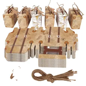 गर्म बिक्री के लिए नई डिजाइन उपहार पैकिंग बॉक्स मिनी रेट्रो सूटकेस क्राफ्ट कागज शादी कैंडी बॉक्स के साथ लेबल