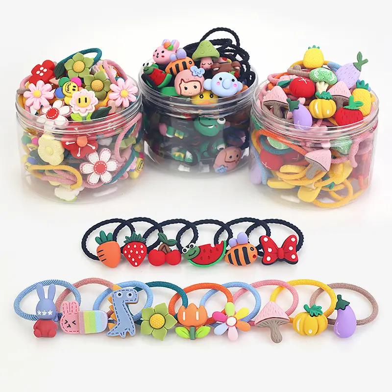 Elastic Rubber Band Girls Hair Ties Kids Hair Accessories Archer Jewelry 1~3 Days Resin Wholesale Luxury Fruit Series 20pcs Baby