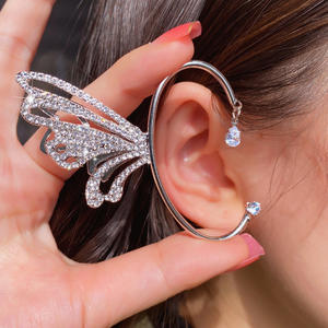 Pendientes no perforados para mujer, joyería, pendiente de aleación, <span class=keywords><strong>Micro</strong></span> pavé, diamantes de imitación, cristal, mariposa, Clip para oreja - Product Image 3