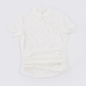 Nuevo Top Cheongsam Chino Vintage con Cuello de Encaje y Parches, Ajustado, de Manga Corta, Elegante, Estilo Nacional, Diseño Pankou, Top Único - Product Image 6
