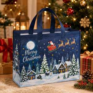Custom Christmas Non Woven Tote Reusable for Holiday <b>Gift</b> Expo Giveaway Xmas Trade Show Promotional Shopping <b>Bag</b> - Product Image 3