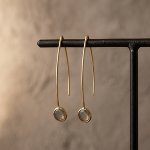 Excelentes pendientes de aro de oro, aros de labradorita, Vermeil Pendiente de oro, pendiente de plata 925, pendiente de piedras preciosas de labradorita facetada redonda - Product Image 4