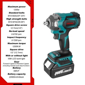 Clé à chocs électrique sans balais ONEVAN 1200 N.m, embout de tournevis 1/2 pouce, lumière LED, outils électriques pour batterie <span class=keywords><strong>Makita</strong></span> 18V - Product Image 2