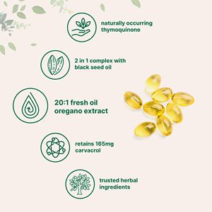 Huile biologique d'<span class=keywords><strong>origan</strong></span> Huile de nigelle en capsules molles Carvacrol Thymoquinone Soutien immunitaire adulte Santé digestive Alimentaire - Product Image 3