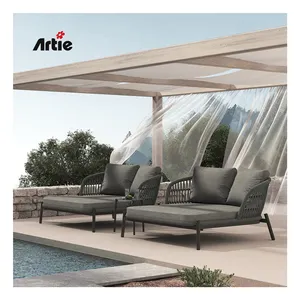 Artie Aluminium Hotel Furniture Poolside Sun Bed Waterproof Rope Weave Pool Side Furniture Outdoor Daybed