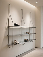 Étagère murale commerciale en acier inoxydable, étagère de rangement suspendue multi-niveaux, étagère de présentation pour chaussures et sacs, porte-vin
