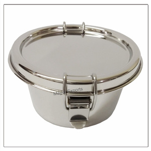 Insulated Disposable Stainless Steel Round <b>Lunch</b> <b>Box</b> 500ml Portable Leak-Proof Lock Clips School Take-Away Use - Product Image 1
