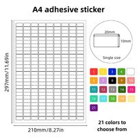 Camino 252 Grilles Couleur A4 Étiquettes codées Papier cuivre adhésif Anti-déchirure Autocollant de marquage Écologique Forte adhérence
