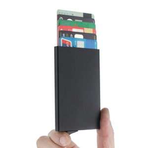 Porte-cartes en métal en aluminium mince de qualité supérieure Portefeuille portable protégé <span class=keywords><strong>RFID</strong></span> avec étui pour cartes de crédit et d'identité Support minimaliste en polyuréthane - Product Image 1