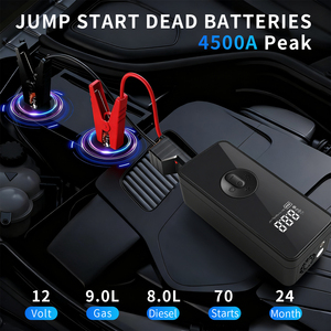 Démarreur de batterie de voiture portable 12V Supersafe Lithium 8000A avec compresseur d'air et gonfleur de pneus à arrêt automatique 150 PSI - Product Image 2
