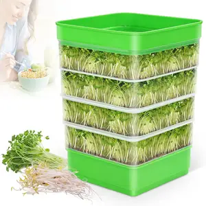 Seed Sprouter Kit 4-Tier Bean Sprouts Grow Kit Micro Greens Growing Trays Stackable Sprouts Growing Kit Tray For Beans