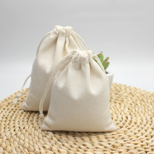 Sacchetto con Logo personalizzato riutilizzabile regalo colorato promozionale di vendita calda in mussola di cotone organico sacchetti per la polvere di tela con spago - Product Image 4