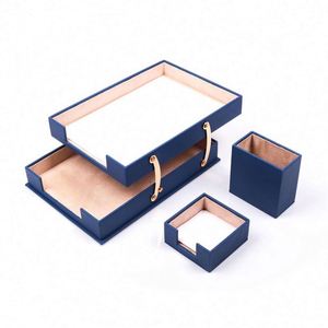 Accesorios Esenciales de Oficina, Juego de Escritorio Triple con Portalápices, Dos Estantes para Papel, Portapapeles - Product Image 4