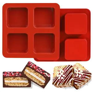 Chocolate Covered Cookie Molds 4 Cavity Square Silicone Mold Sandwich Cookies Candy Chocolate Making