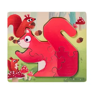 3D Cartoon Animal Double Sided Jigsaw Puzzle Board Children Shape Matching Learning Toys Kids Educational Wooden Puzzles Toy