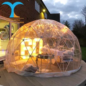 Igloo tenda geodetik taman, tenda atap transparan 4m rumah kecil berkemah