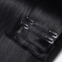 Rambut Asli Manusia 100% untuk Kecantikan, Ekstensi Rambut Clip-in Grosir, Rambut Virgin Remy Rusia, Ekstensi Rambut Clip-in