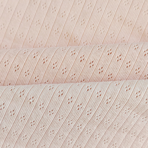 Nhà Máy Tùy Chỉnh Bán Buôn Phụ Nữ Ăn Mặc Quần Áo Trẻ Em 140gsm 100% Combed Cotton Dệt Kim Jacquard Pointelle Sườn Vải - Product Image 3