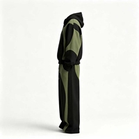 Survêtements à capuche 400g en molleton brossé délavé, vente en gros, streetwear avant-gardiste, grandes tailles pour hommes, coupe incurvée, blocs de couleur personnalisés