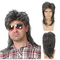 Perruques synthétiques pour hommes dreadlocks perruque de fête à cheveux longs perruque résistante à la chaleur des années 80 costumes pour hommes perruque cosplay fantaisie