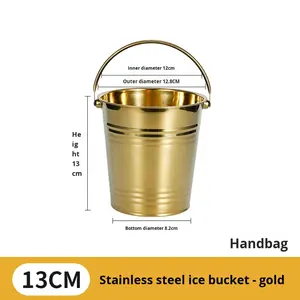 Cubo de Hielo Cilíndrico Moderno de Acero Inoxidable Grueso de Chaozhou con Asa para Bar, para Cerveza y Vino Tinto <span class=keywords><strong>TKV</strong></span> - Product Image 2