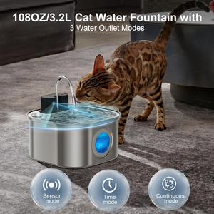 3.2L Stainless Steel Pet Water Dispenser Eco-Friendly Lithium Battery Wireless <b>Cat</b> Water <b>Feeder</b> Window Solid - Product Image 4