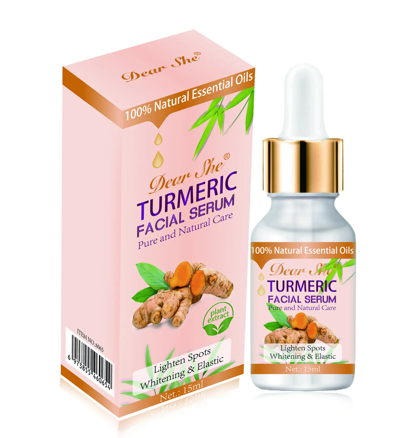 Novo Soro Cuidados Com A Pele Querida Ela Natural Turmeric 5 Em 1 Soro Facial Extrato Vegetal Lighten Spots Whitening Elastic Essence Líquido