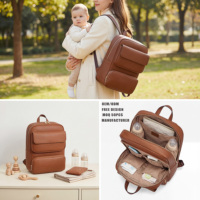 Sac à dos à langer élégant en cuir végétalien grande capacité pour nouveau-nés, fabrication OEM/ODM en marque blanche, fabricant en gros