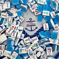 Ubin Mahjong Amerika Tiga Lapis Akrilik Natalk Biru Mewah untuk Pertemuan Keluarga dan Rekreasi.