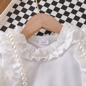 Conjunto de Dos Piezas para Niñas, Chaleco Blanco sin Mangas y Pantalones Cortos de Mezclilla, Moda de Verano RTS - Product Image 3