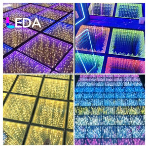 พื้นเต้นรำ LEDA Factory Starry Dancefloor แบบเดี่ยวหรือแบบเต็มสี IP65 สำหรับภายนอกอาคาร แบบ 3 มิติ กระจกเงา พร้อมสายไฟ สำหรับงานแต่งงาน คลับ และงานปาร์ตี้ - Product Image 2
