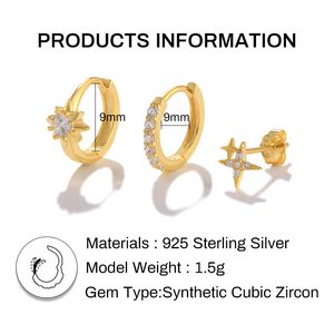 ROXI S925 Sterling <b>Silver</b> Fashion Simple Ins Style Zirconia Single <b>Earrings</b> 3 <b>Sets</b> of <b>Earrings</b> - Product Image 2