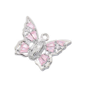 Pendentif papillon en gros, pendentif micro-pavé en argent et <span class=keywords><strong>or</strong></span>, pièces de bijoux en CZ pour bricolage - Product Image 4