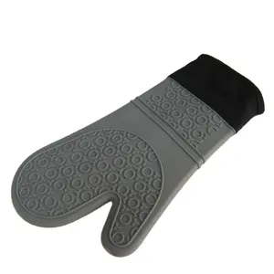 OEM & ODM带手指的硅胶烤箱手套，带绗缝棉衬里硅胶烤箱手套定制