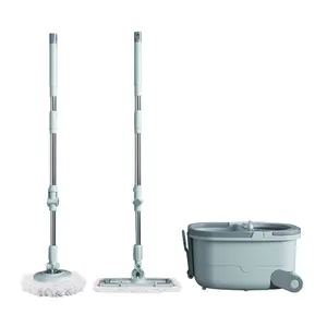 HOMETTLER Round Mop With Walkable Mop Bucket,No Washing Hand
