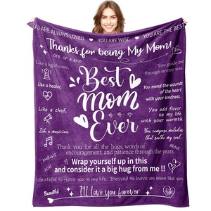 Couverture en polaire pour maman, couverture douce en polaire pour fille, de papa ou de maman, couverture en flanelle personnalisée avec lettres, couverture en polaire positive - Product Image 1