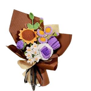 Ramo de Flores Tejidas a Mano con Degradado de Color Rosa, Simulación de Girasol, Ramo para el Día de San Valentín - Product Image 5