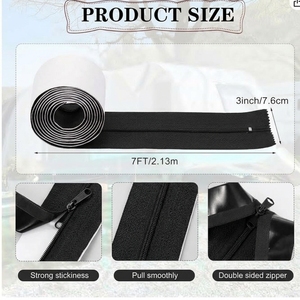 Bâche plastique auto-adhésive à double glissière à haute adhérence et fixation permanente pour barrière anti-poussière, fermeture éclair de confinement et étanchéité hermétique - Product Image 4