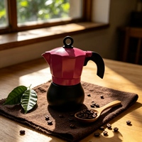 Cafetière Moka en aluminium au design moderne, à valve unique, capacité 50-450 ml, écologique, compatible tous types de cuisinières, ensemble café