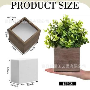 Pot de fleurs carré en bois, mini conteneur pour plantes de bureau, pour décorations de table de mariage, jardinière en bois massif avec fleurs - Product Image 4