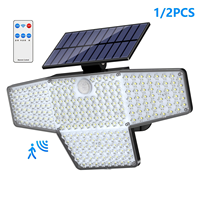 Nuevo Modelo 2026: Luces Solares LED para Jardín 236/448 con Control Remoto de 3 Niveles, Sensor de Movimiento, Montaje en Pared y Focos Múltiples